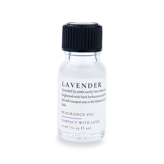 Fragrance oil bottle labeled 'Lavender' on a white background